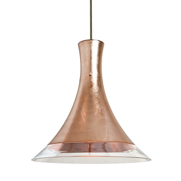 Besa Lighting Rio Cord Pendant, Copper Foil/Clear, Bronze Finish, 1x60W Incandescent 1JT-RIOCF-BR - main